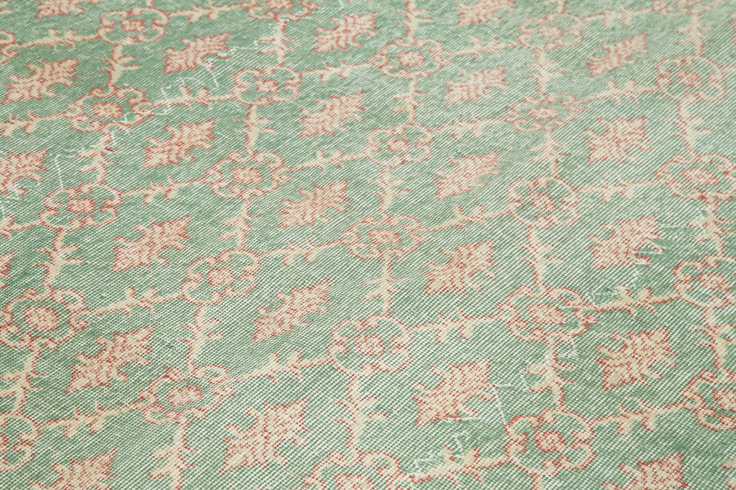 Handmade Wool Area Rug - Checkered Green Kilim Carpet With Cotton Wool Rug Blend 6'5''x9'5''