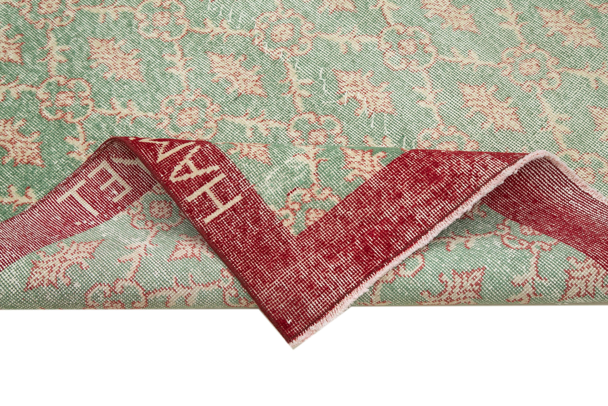 Handmade Wool Area Rug - Checkered Green Kilim Carpet With Cotton Wool Rug Blend 6'5''x9'5''
