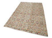 Handmade Cotton Wool Rug – Checkered Pattern Area Rug, Turkish Wool Blend 5'0''x8'1''