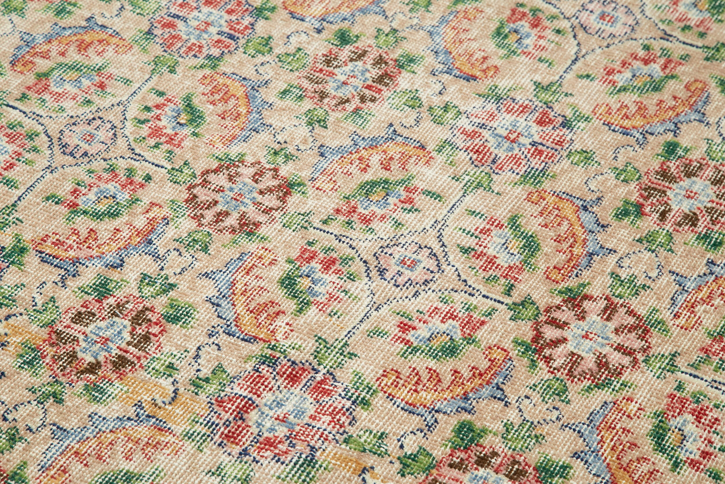 Handmade Cotton Wool Rug – Checkered Pattern Area Rug, Turkish Wool Blend 5'0''x8'1''