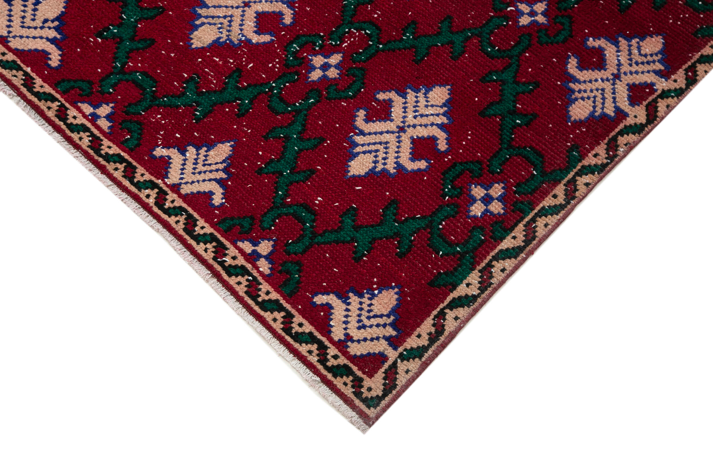 Handmade Area Rug - Checkered Kilim Red Wool Cotton Rug 5'8" x 10'0"