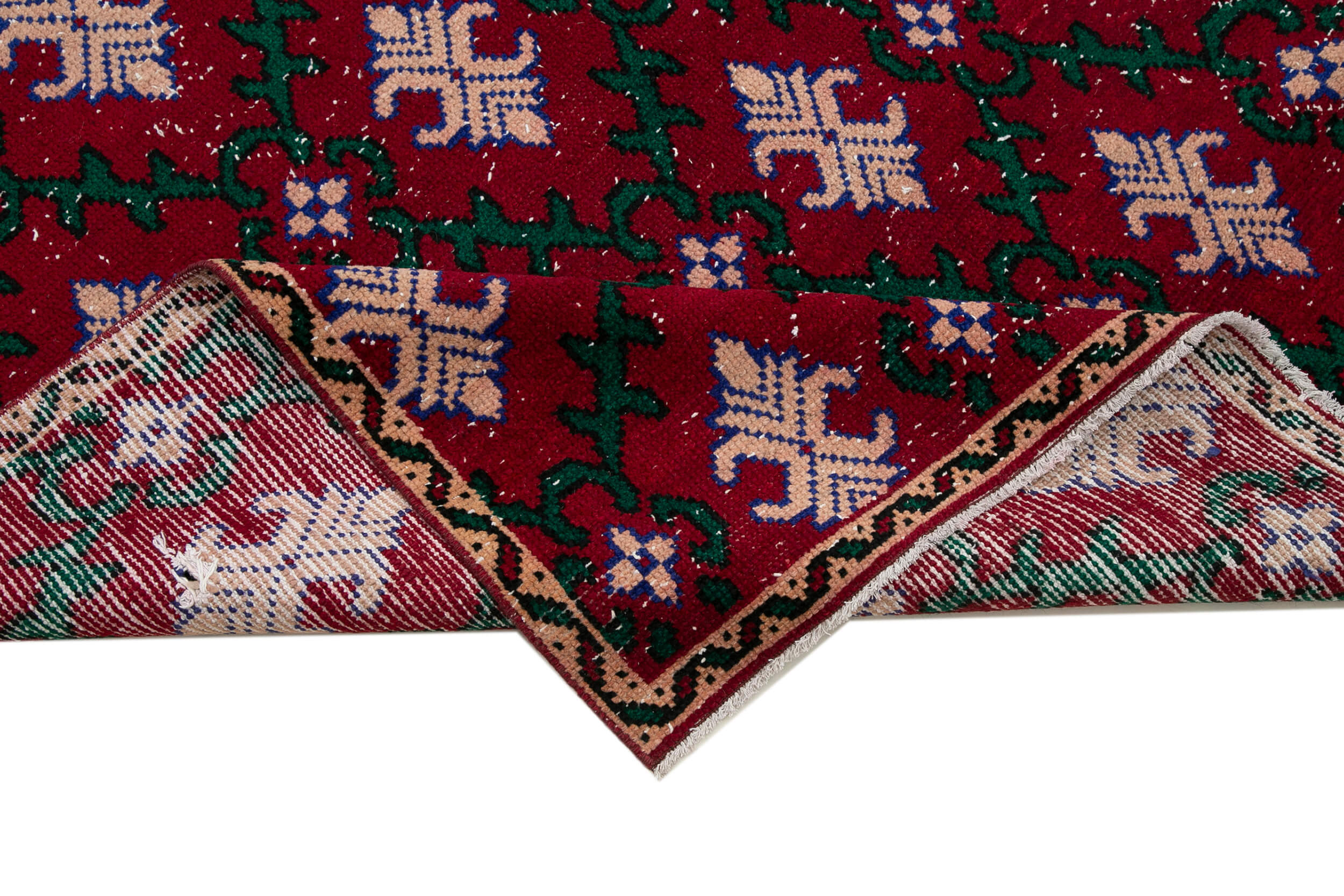 Handmade Area Rug - Checkered Kilim Red Wool Cotton Rug 5'8" x 10'0"