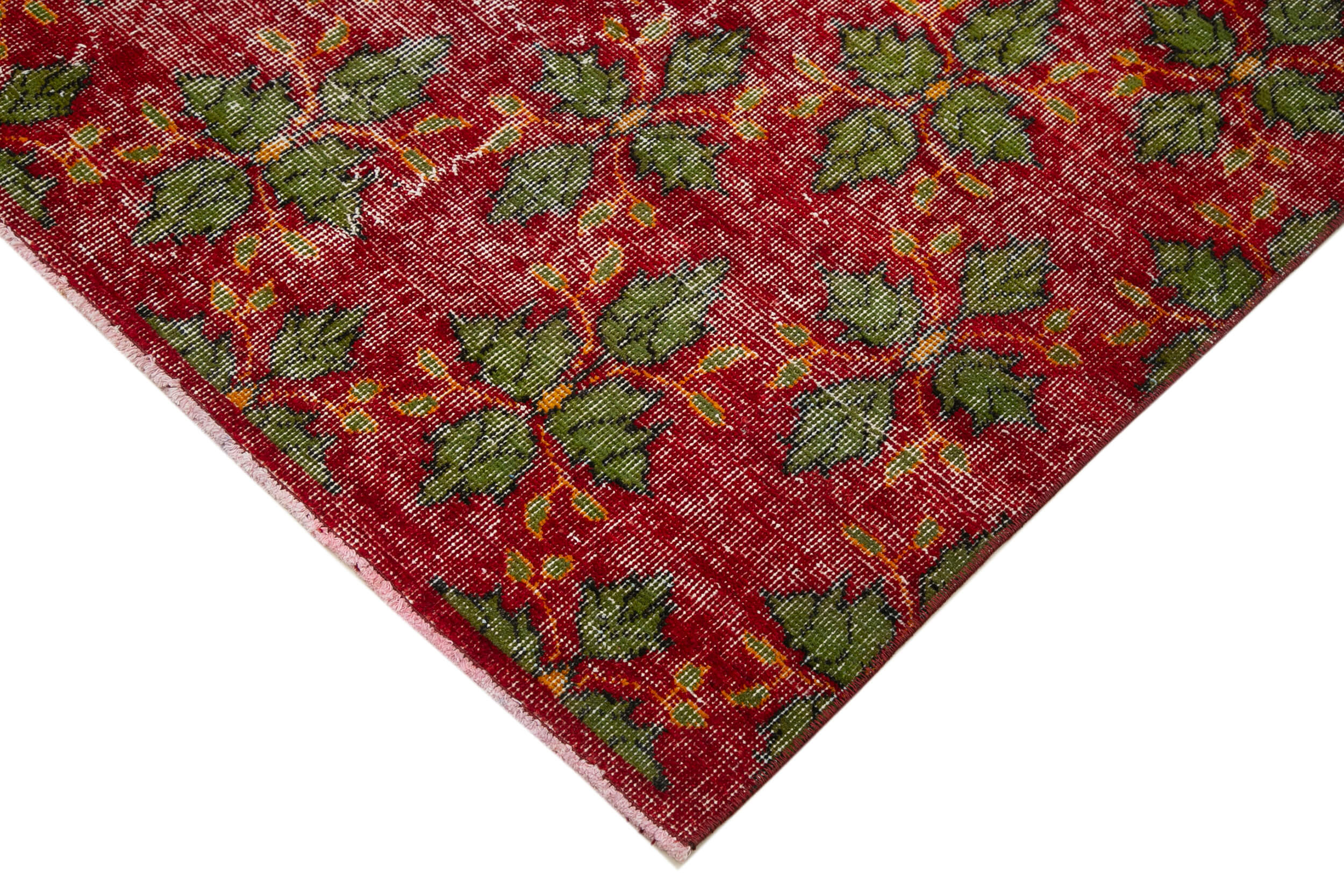 Checkered Kilim Red Cotton Wool Handmade Area Rug 5'6'' x 9'9''