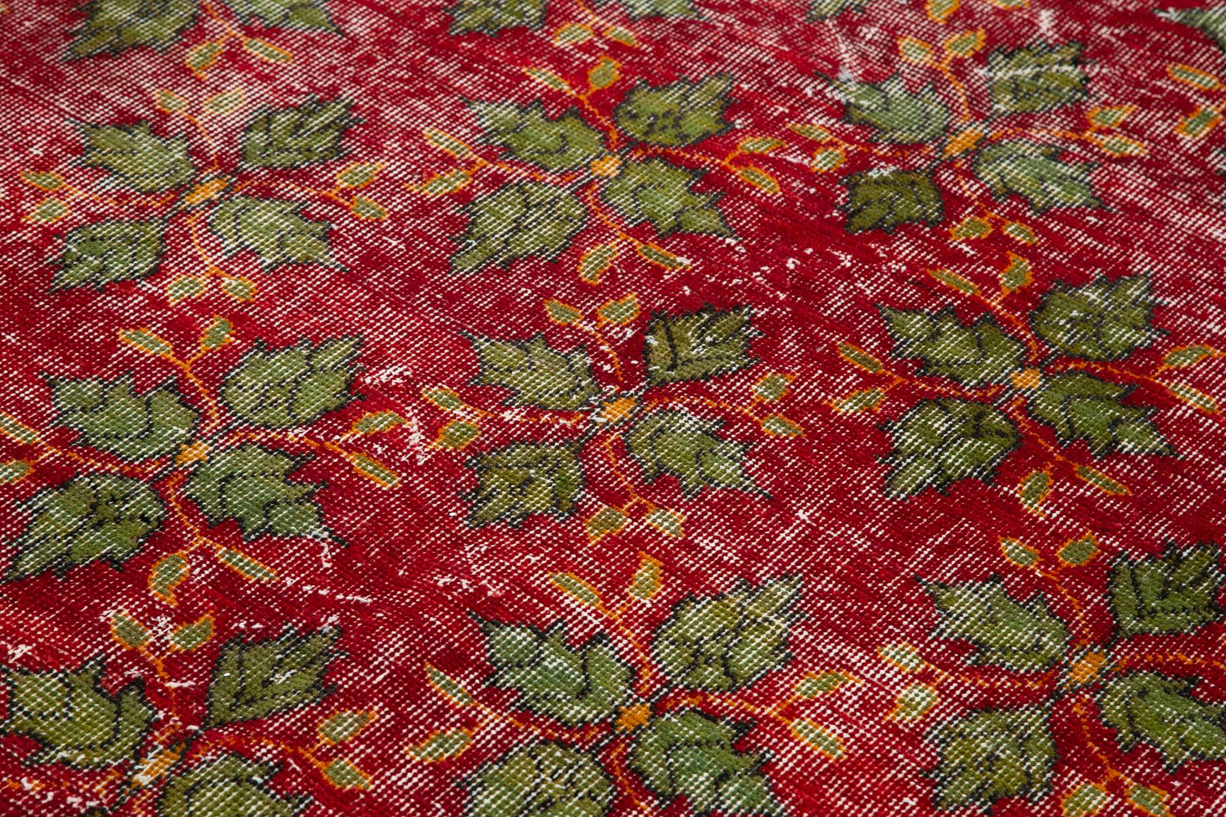 Checkered Kilim Red Cotton Wool Handmade Area Rug 5'6'' x 9'9''