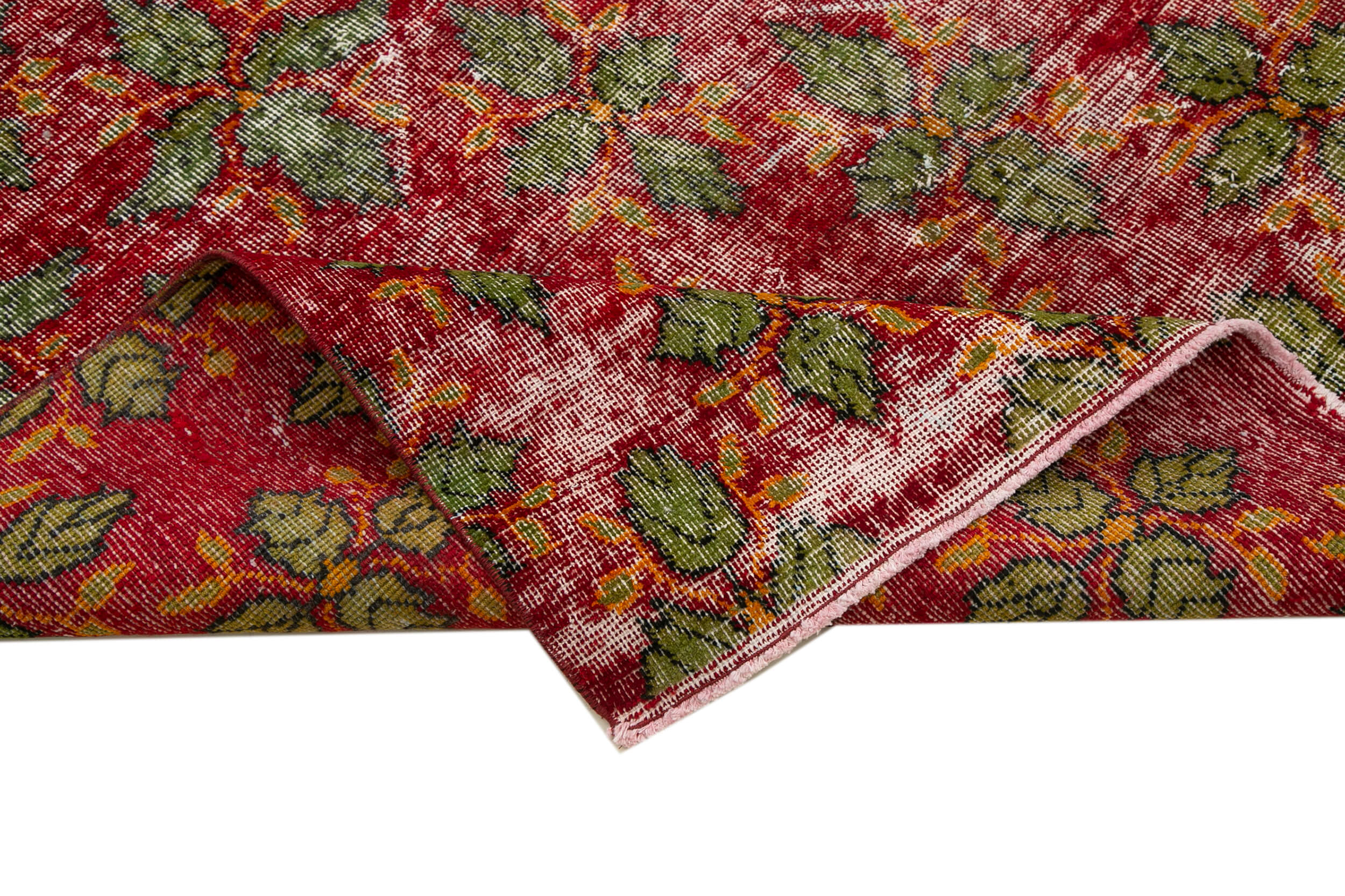 Checkered Kilim Red Cotton Wool Handmade Area Rug 5'6'' x 9'9''