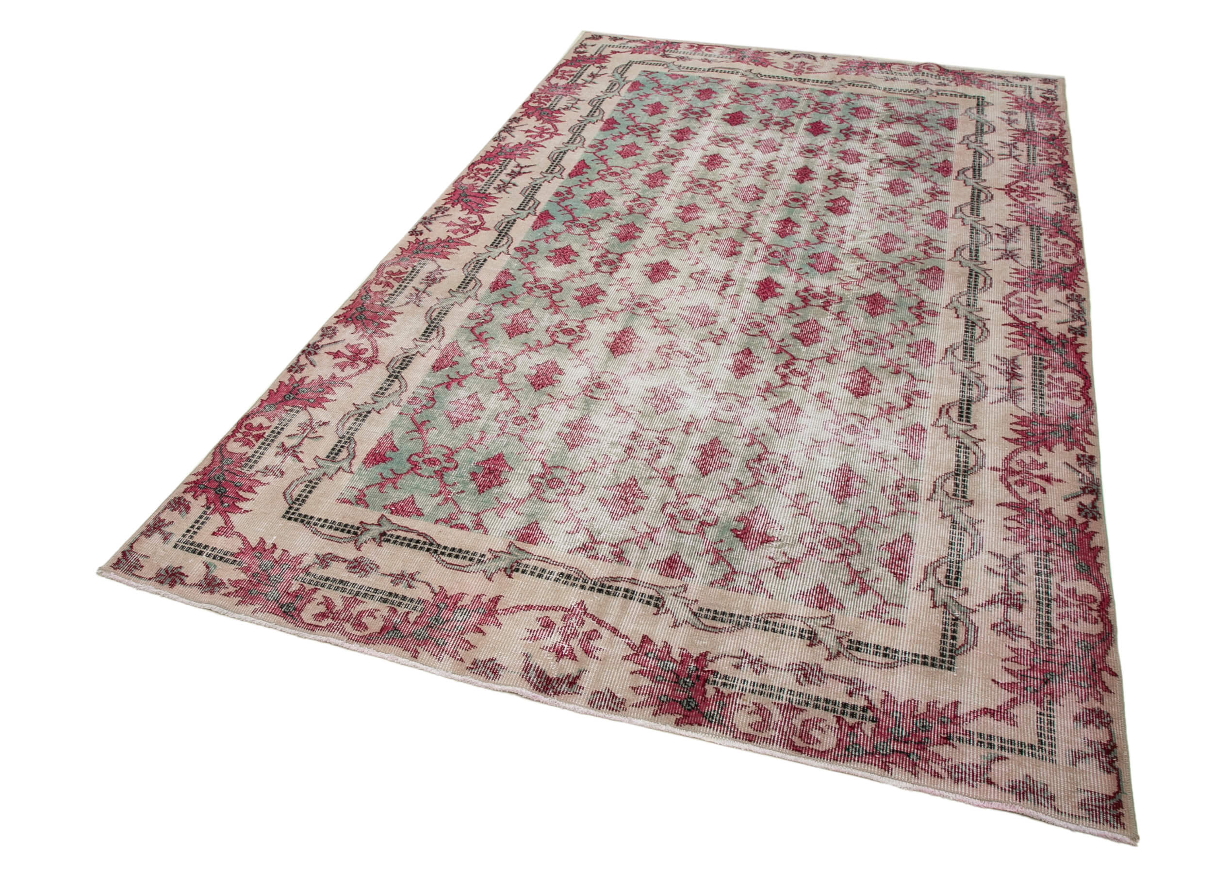 Handmade Wool Area Rug - Red Checkered Kilim 5x9, Hand Woven Cotton Wool Carpet