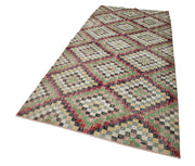 Handmade Area Rug 4x10 Feet | Geometric Area Rug Cotton Wool Checkered Runner