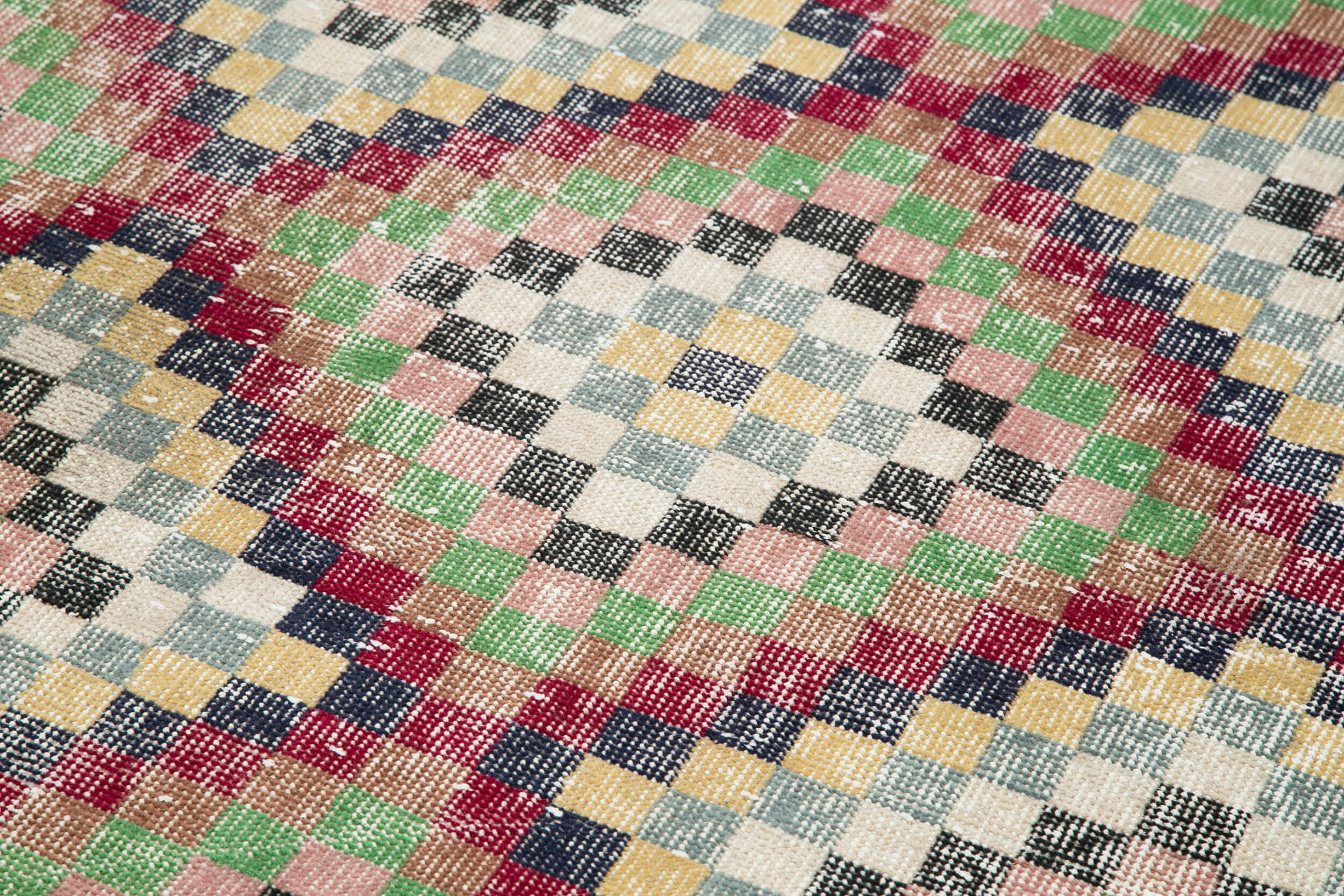Handmade Area Rug 4x10 Feet | Geometric Area Rug Cotton Wool Checkered Runner
