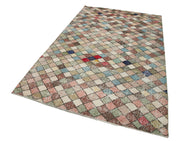 Handmade Wool Area Rug – Checkered Kilim Carpet 5'1''x8'10'' Cotton Wool Rug