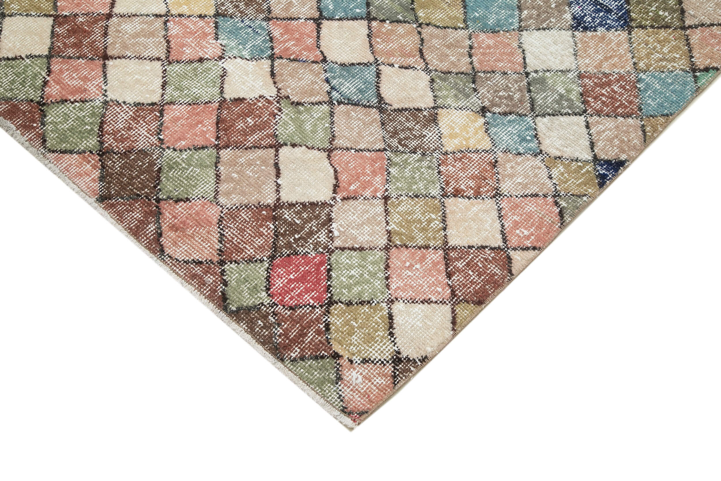 Handmade Wool Area Rug – Checkered Kilim Carpet 5'1''x8'10'' Cotton Wool Rug