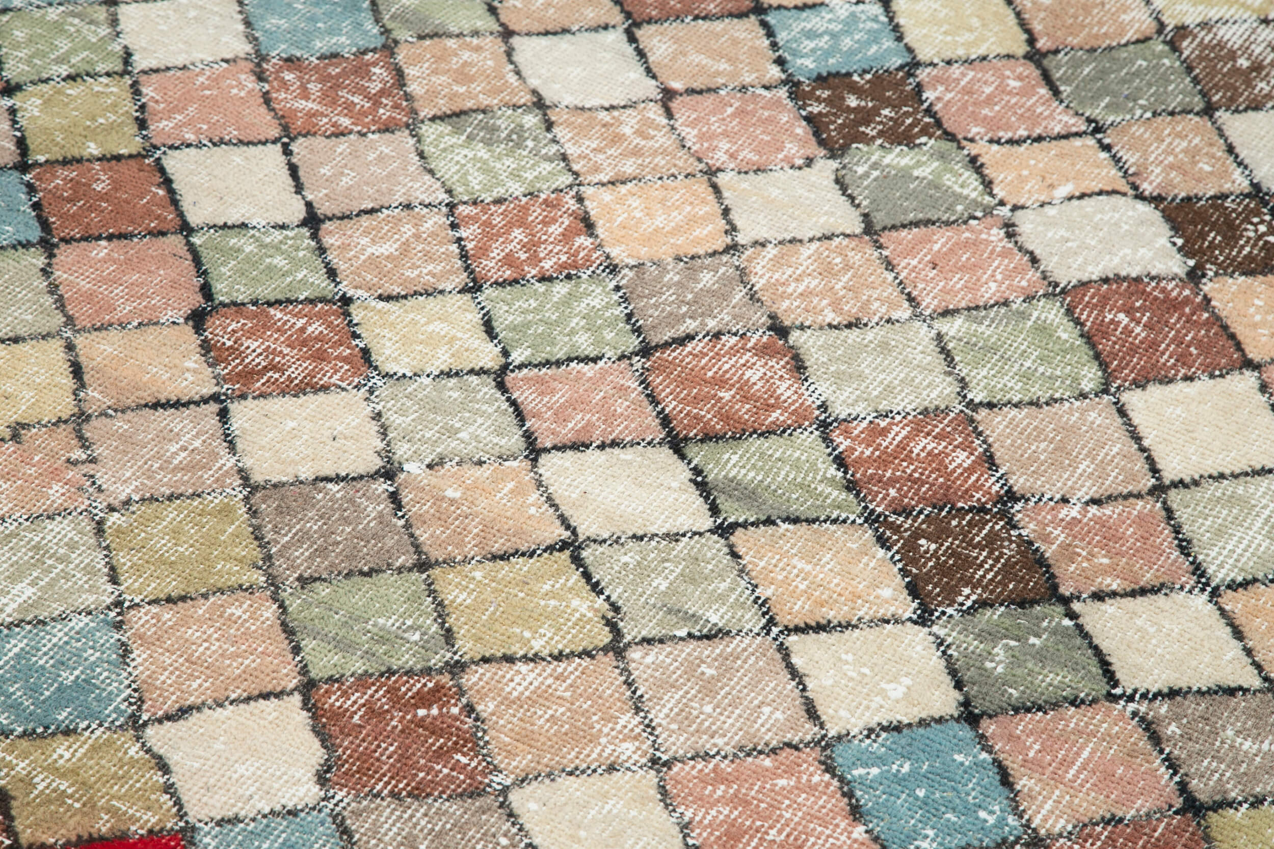 Handmade Wool Area Rug – Checkered Kilim Carpet 5'1''x8'10'' Cotton Wool Rug