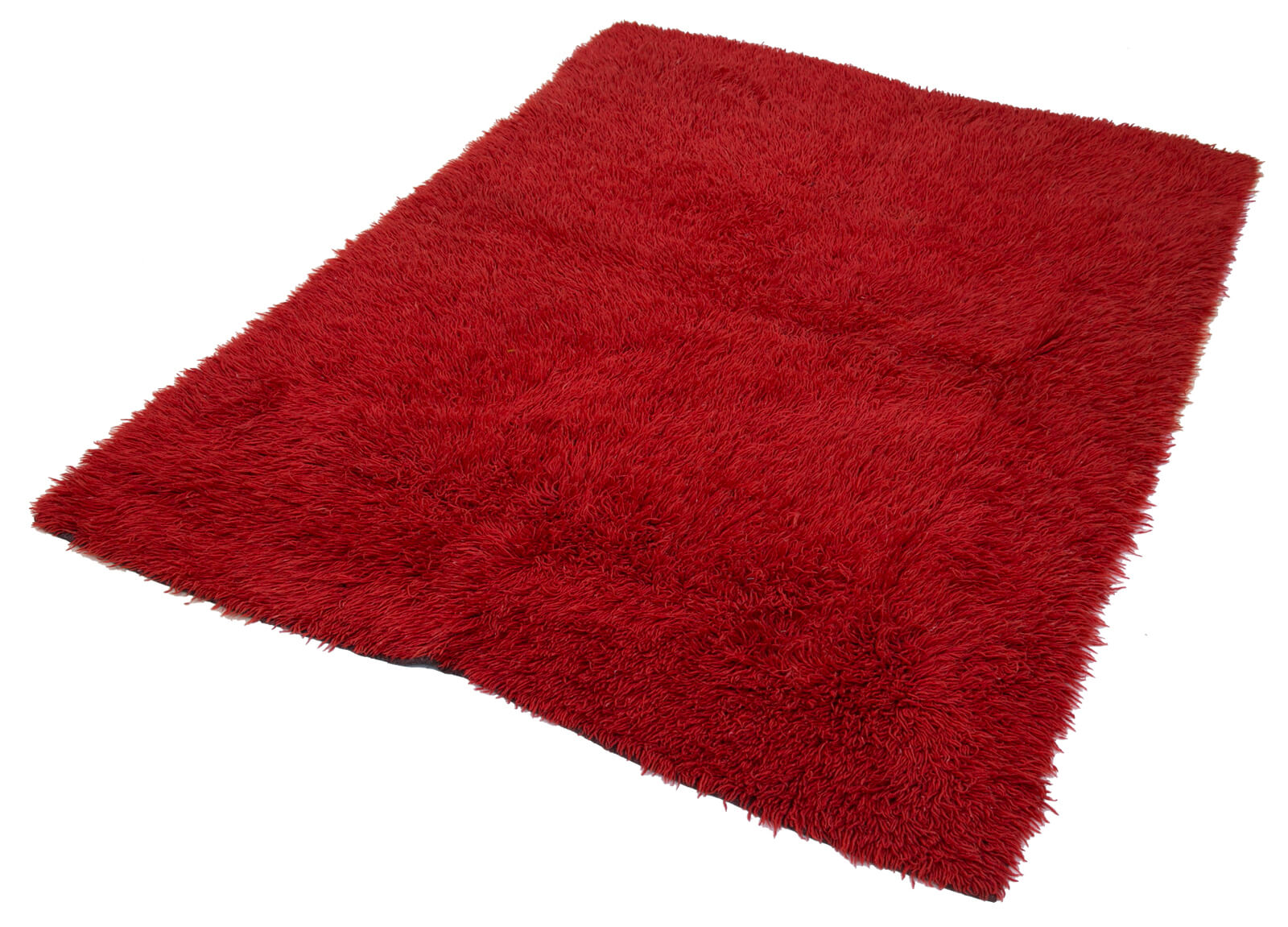 Handmade Area Rug – Red Geometric Cotton Wool Rug, Vintage Hand Woven Carpet 5'0"x6'8"