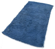 Handmade Area Rug – Blue Geometric Cotton Wool Rug with Soft Texture Carpet 3'9"x7'2"