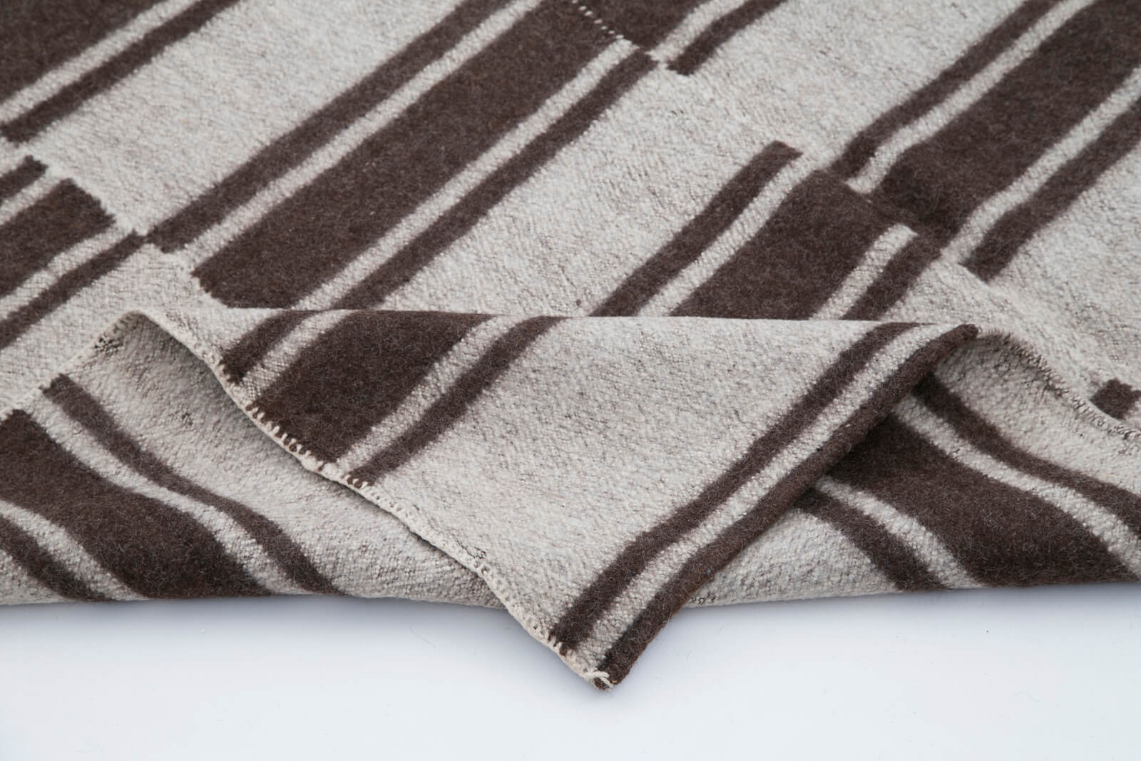 Handmade Area Rug - Brown Geometric Turkish Wool Rug 4'10''x8'7'' | Cotton Wool