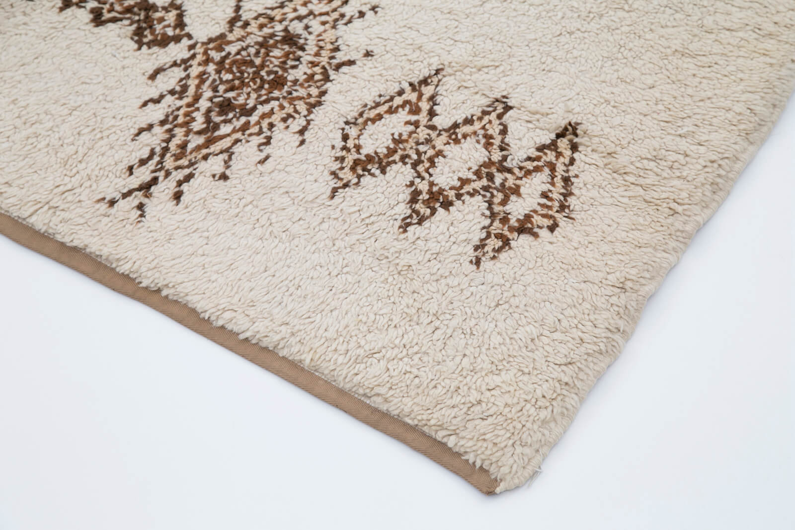 Handmade Area Rug - Beige Geometric Cotton Wool 5x8 Vintage Handwoven Carpet