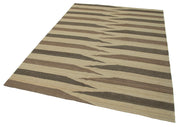 Handmade Wool Area Rug | Beige Modern Wool Rug with Cotton Backing 5'9''x7'9''
