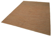 Handmade Wool Area Rug - Vintage Turkish Orange Modern Wool Rug 8'10''x11'5''