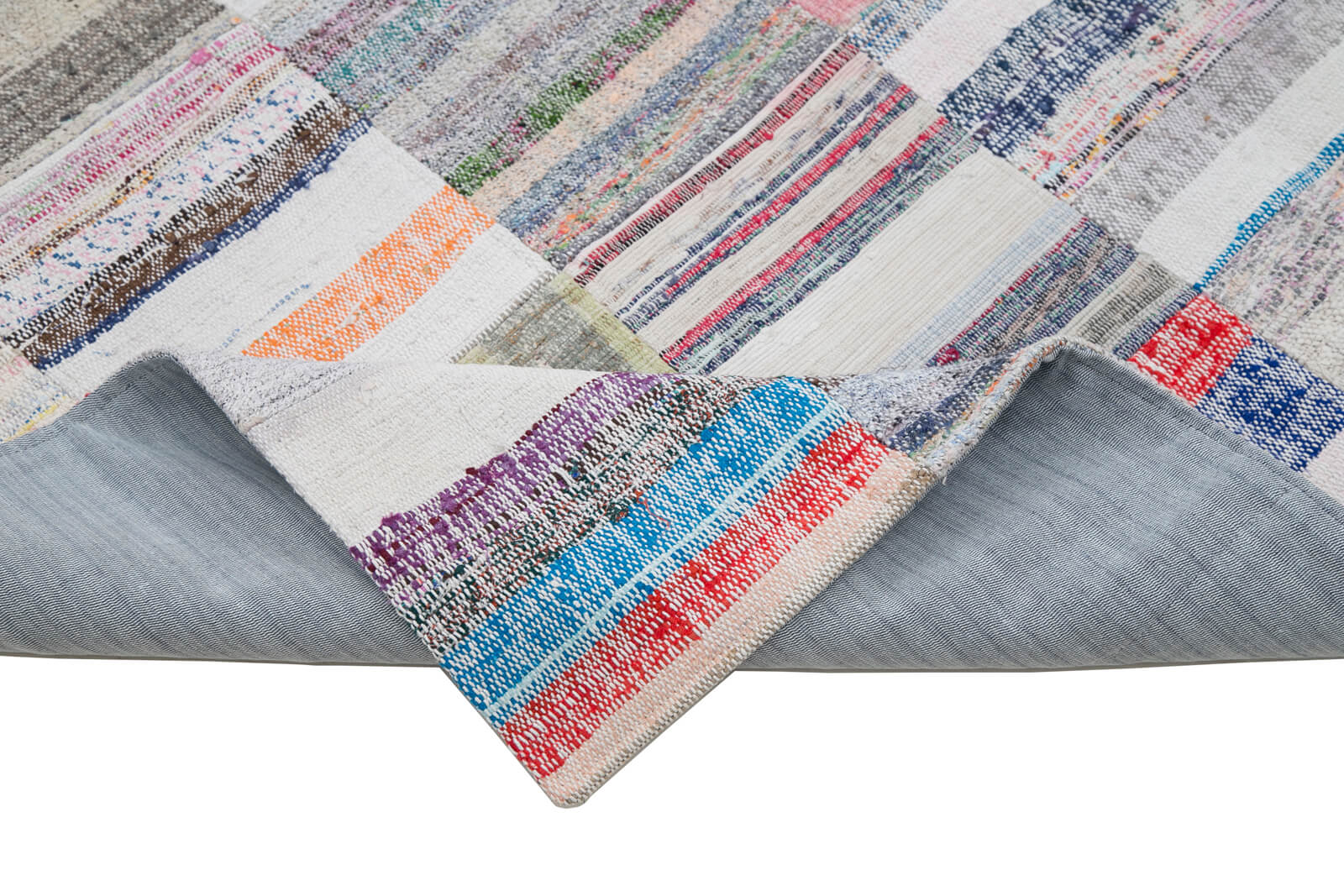 Handmade Area Rug – Kirk Yama Grey Patchwork Cotton Wool Carpet 6'7''x8'2''