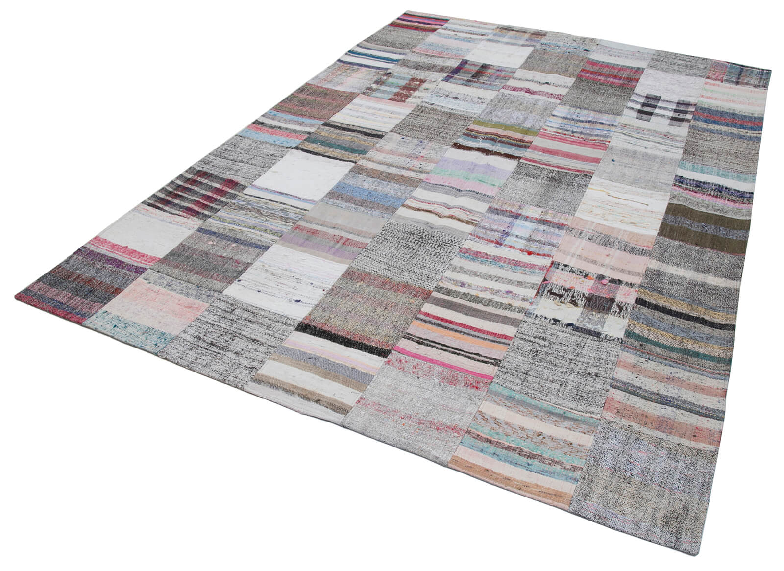 Handmade Patchwork Rug - Kirk Yama Grey Cotton Wool Area Rug 7'0''x9'11''