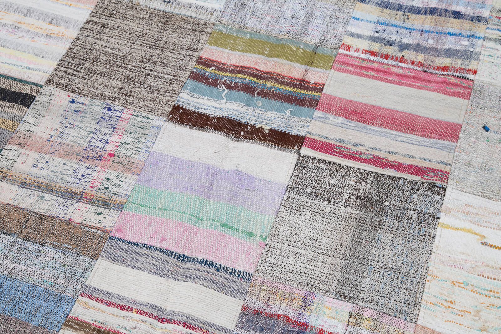 Handmade Patchwork Rug - Kirk Yama Grey Cotton Wool Area Rug 7'0''x9'11''
