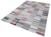 Handmade Patchwork Rug – Kirk Yama Grey Cotton Wool Area Rug 6'8''x9'10''