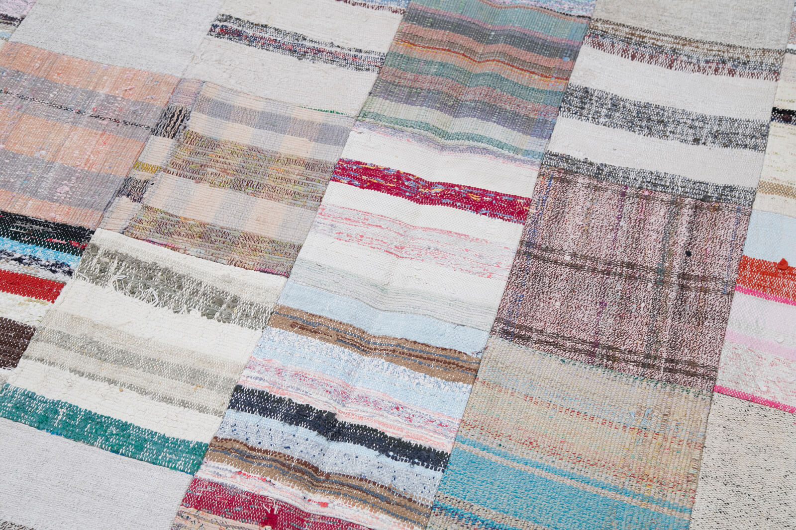 Handmade Patchwork Rug – Kirk Yama Grey Cotton Wool Area Rug 6'8''x9'10''