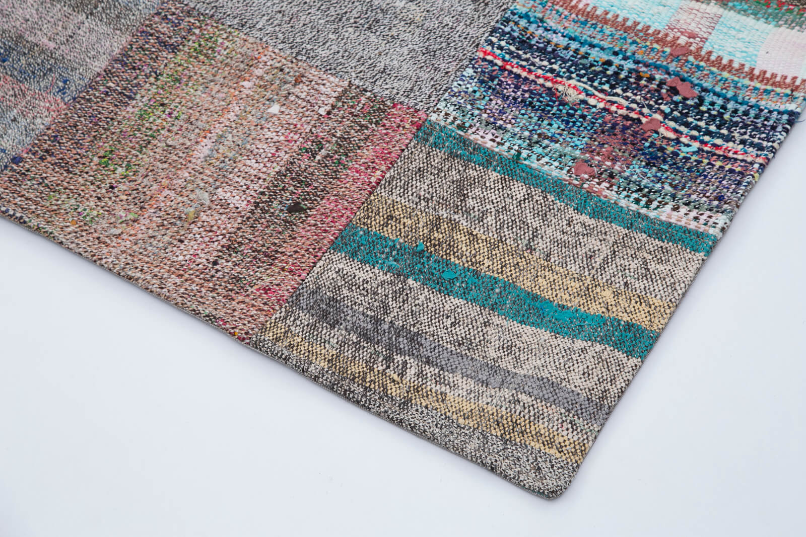 Handmade Patchwork Rug | Vintage Handwoven Carpet - Durable Cotton Wool Rug 7'x9'11''