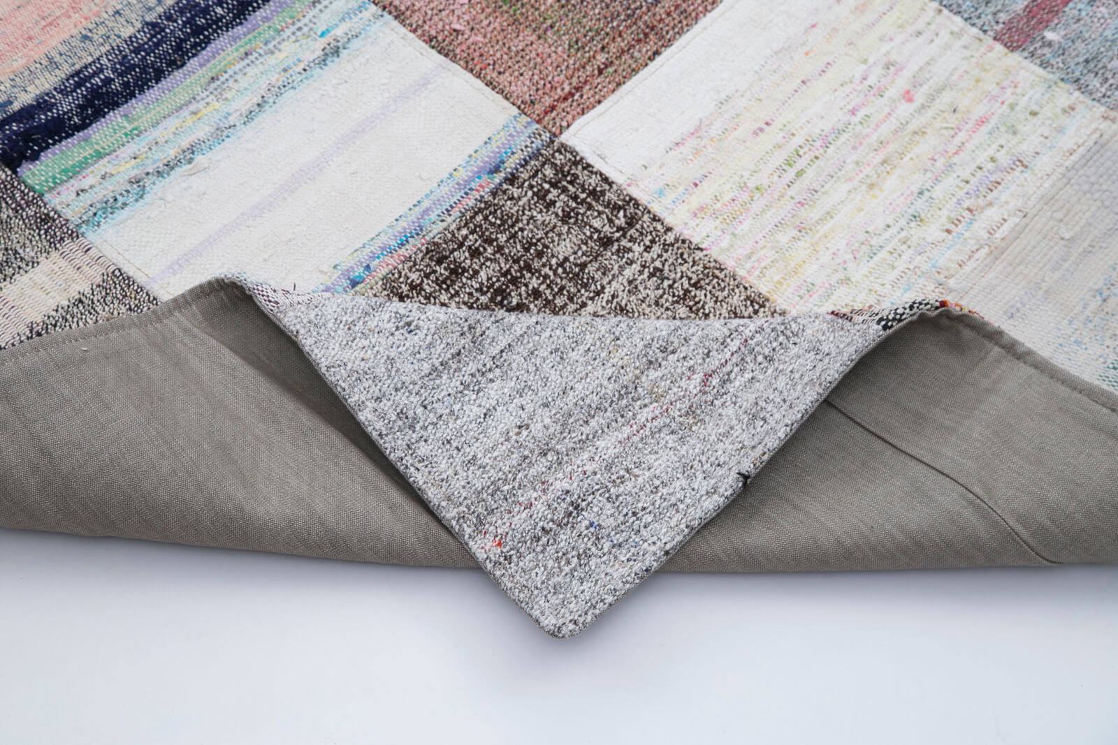 Handmade Patchwork Rug | Vintage Handwoven Carpet - Durable Cotton Wool Rug 7'x9'11''