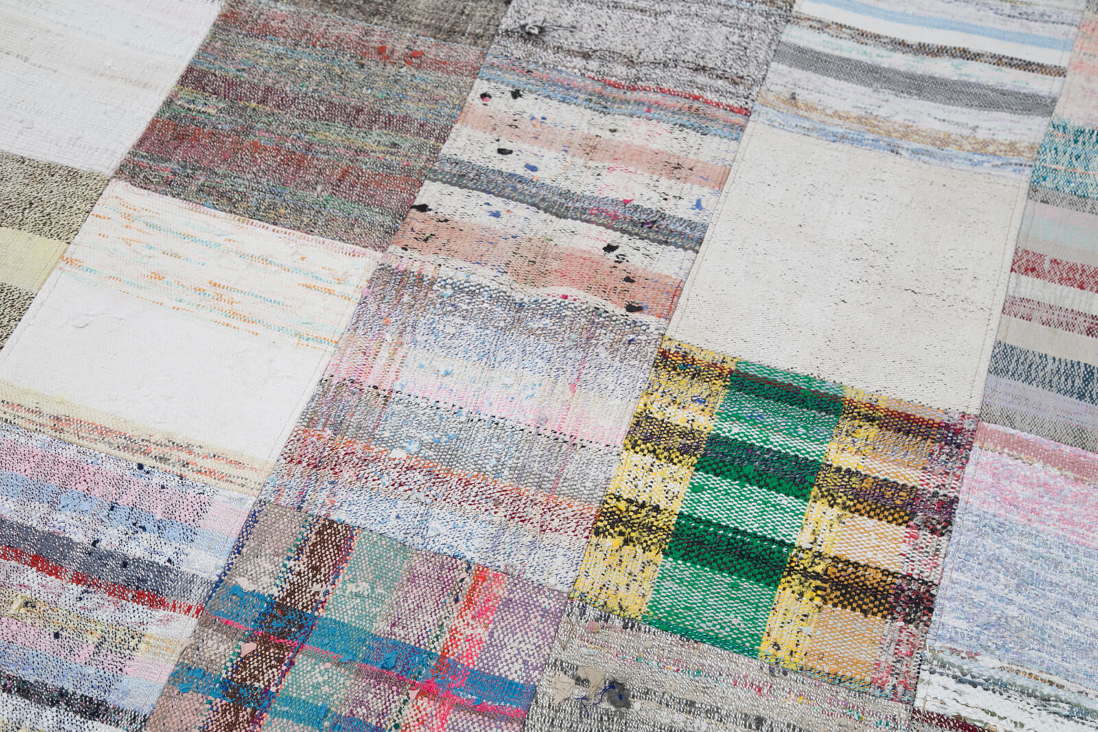 Handmade Patchwork Rug | Vintage Handwoven Carpet - Durable Cotton Wool Rug 7'x9'11''