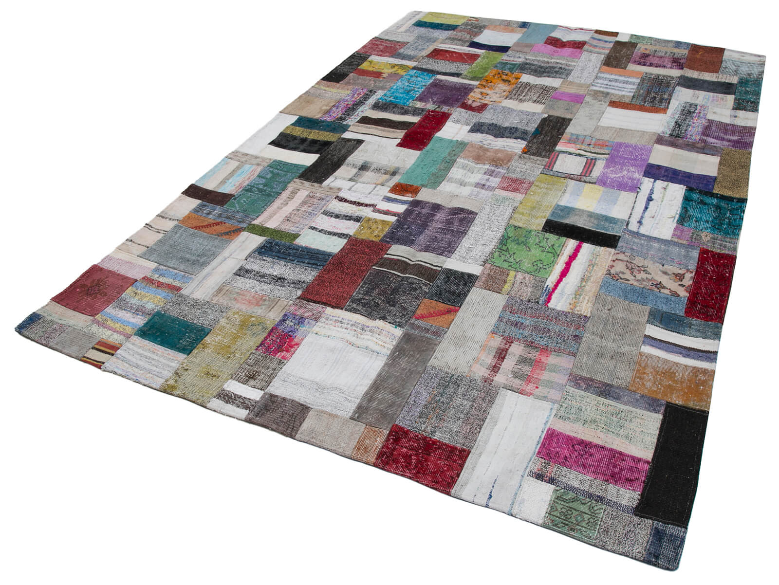 Handmade Patchwork Rug - Kirk Yama Grey Cotton Wool Area Rug 6'7''x10'0''