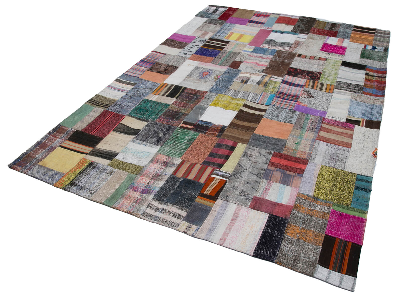 Handmade Patchwork Rug - Kirk Yama Grey Cotton Wool Area Carpet 6'7''x9'10''