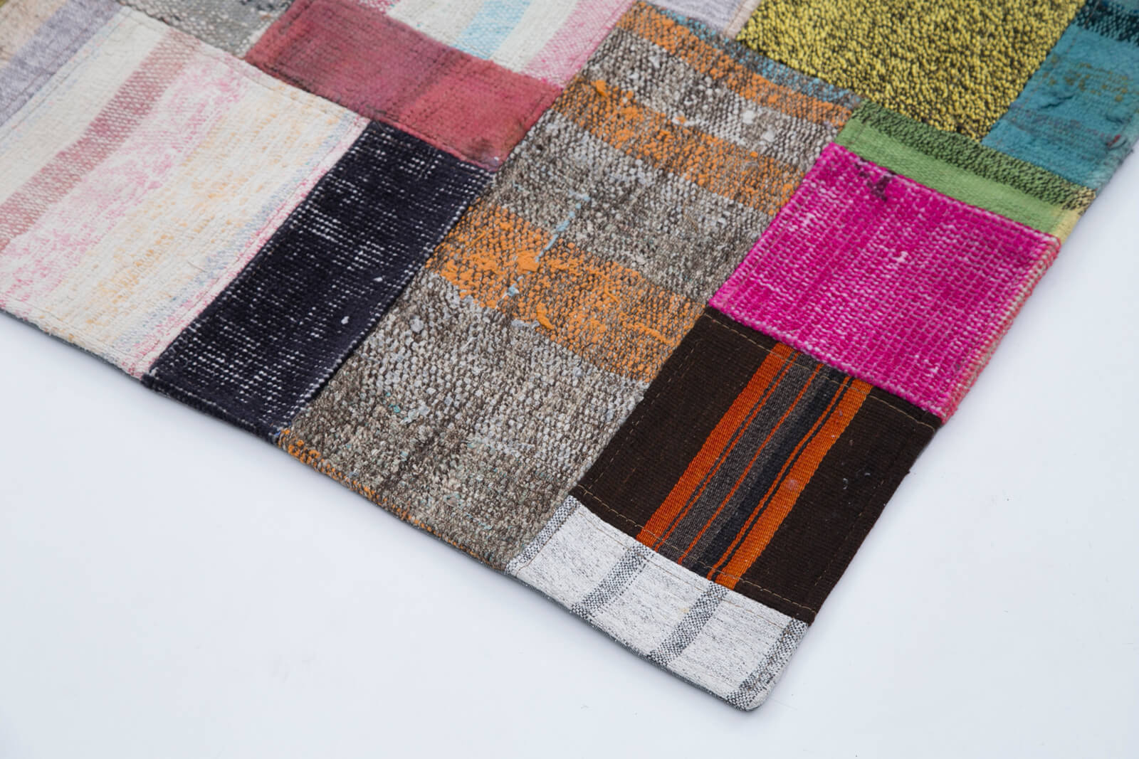 Handmade Patchwork Rug - Kirk Yama Grey Cotton Wool Area Carpet 6'7''x9'10''