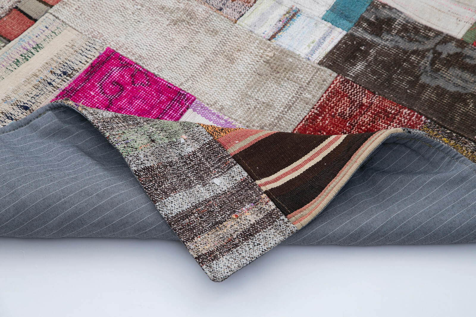 Handmade Patchwork Rug - Kirk Yama Grey Cotton Wool Area Carpet 6'7''x9'10''