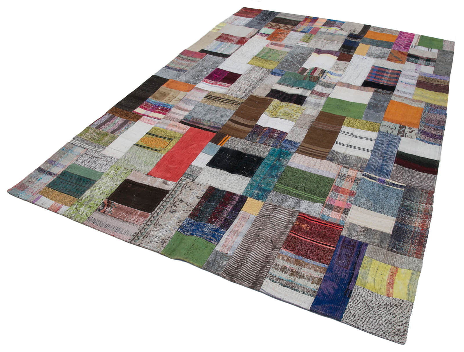 Handmade Patchwork Rug - Kirk Yama Grey Cotton Wool Area Rug 6'7''x9'8''