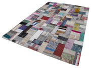 Handmade Patchwork Rug – Grey Area Rug Cotton Wool Vintage Handwoven Carpet 6'6''x9'10''