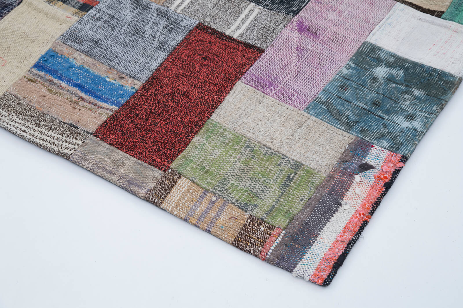 Handmade Patchwork Rug – Grey Area Rug Cotton Wool Vintage Handwoven Carpet 6'6''x9'10''