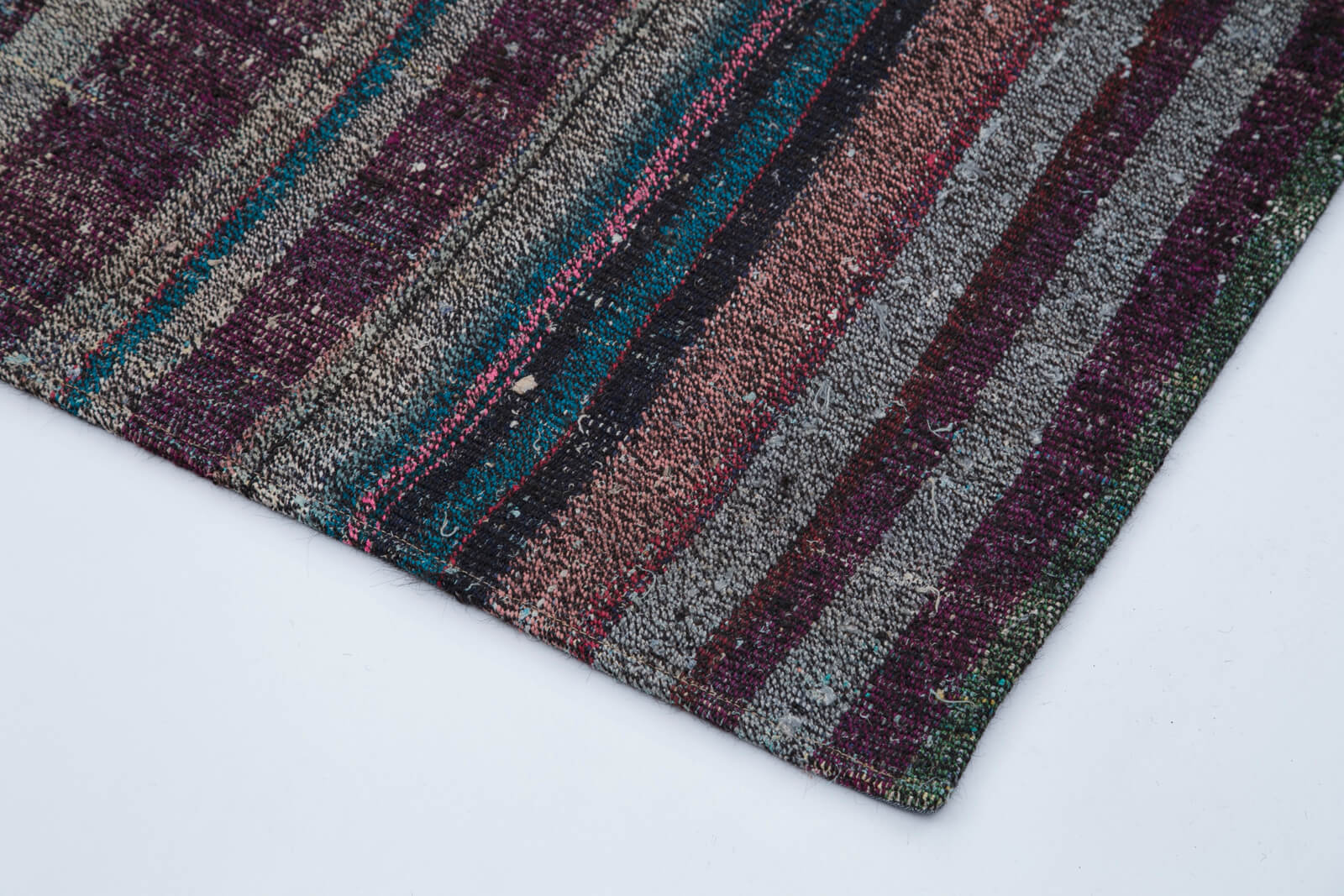 Handmade Patchwork Rug - Grey Cotton Wool Blend Vintage Area Rug 6'11''x9'10''