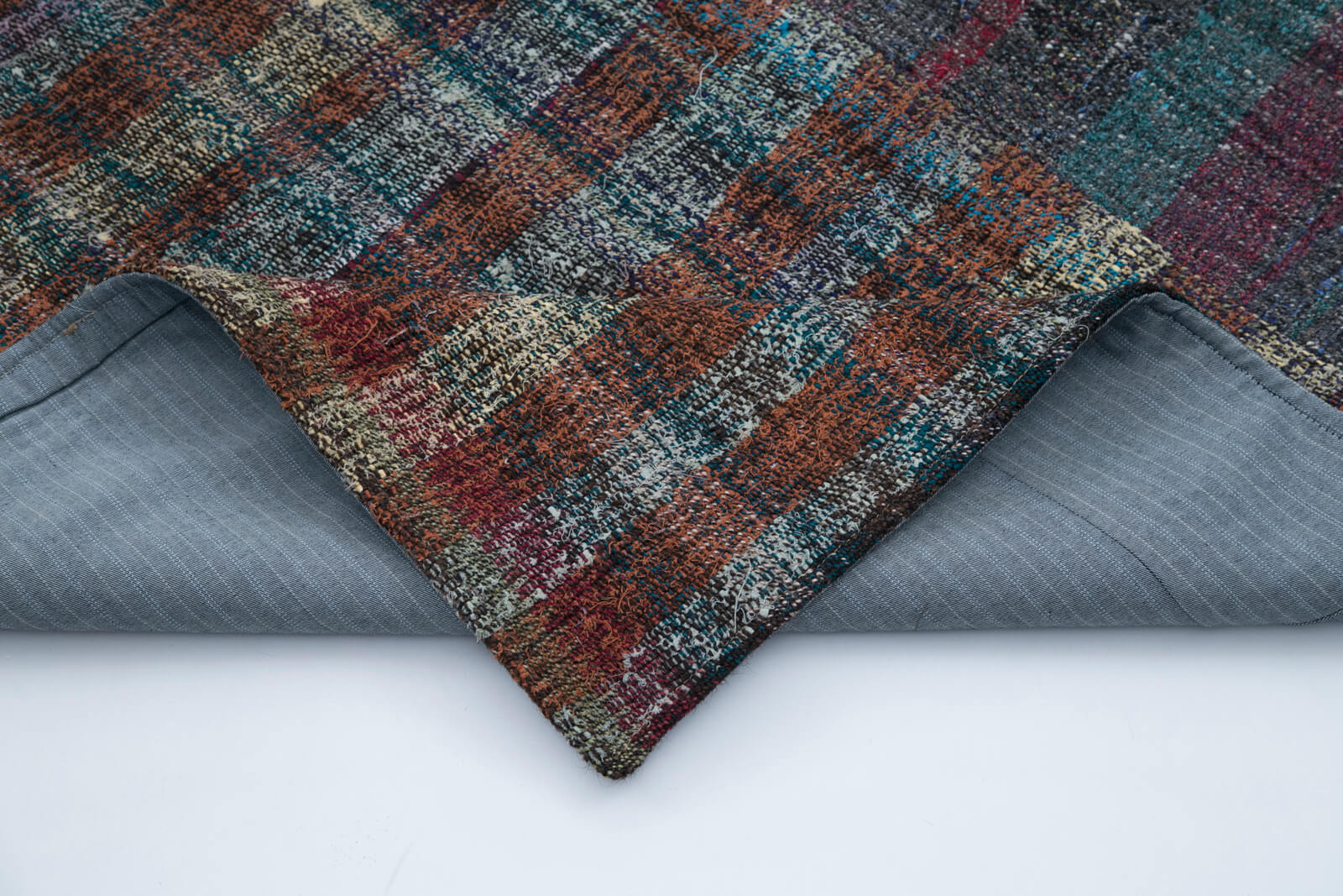 Handmade Patchwork Rug - Grey Cotton Wool Blend Vintage Area Rug 6'11''x9'10''