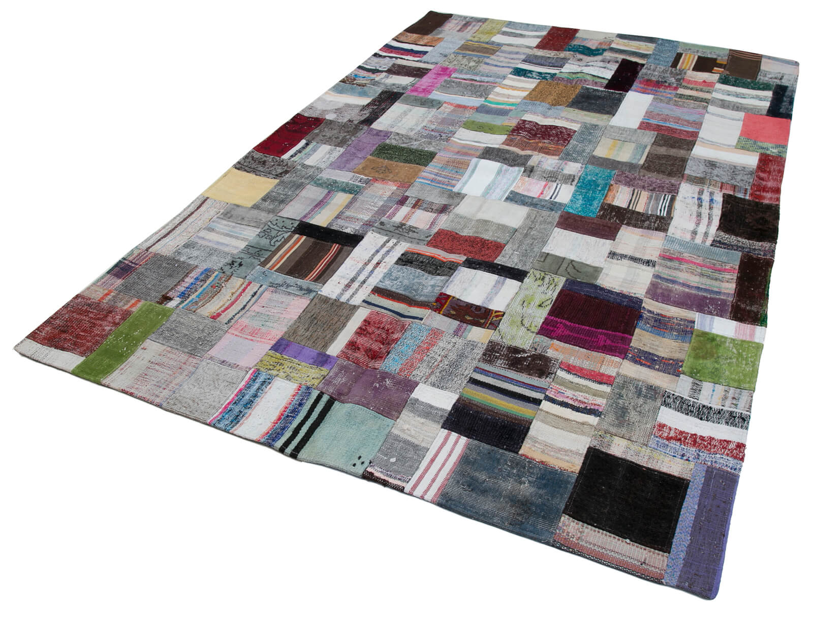 Handmade Patchwork Rug - Kirk Yama Grey Cotton Wool 6x10 Area Rug