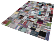 Handmade Patchwork Rug - Kirk Yama Grey Cotton Wool 6x10 Area Rug