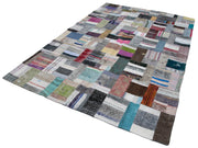 Handmade Patchwork Rug - Kirk Yama Grey Cotton Wool Carpet 6'7''x10'0''