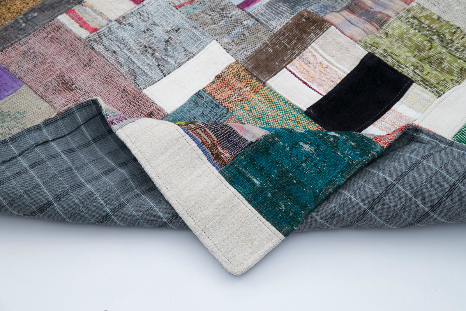 Handmade Patchwork Rug | Vintage Turkish Carpet 6x9 Feet - Soft Wool Floor Rug