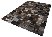 Handmade Area Rug - Kirk Yama Grey Patchwork Cotton Wool Carpet 6'7" x 9'10"