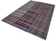 Handmade Wool Area Rug - Grey Patchwork Cotton Wool Rug 6'8'' x 9'11'' | Durable Turkish Carpet