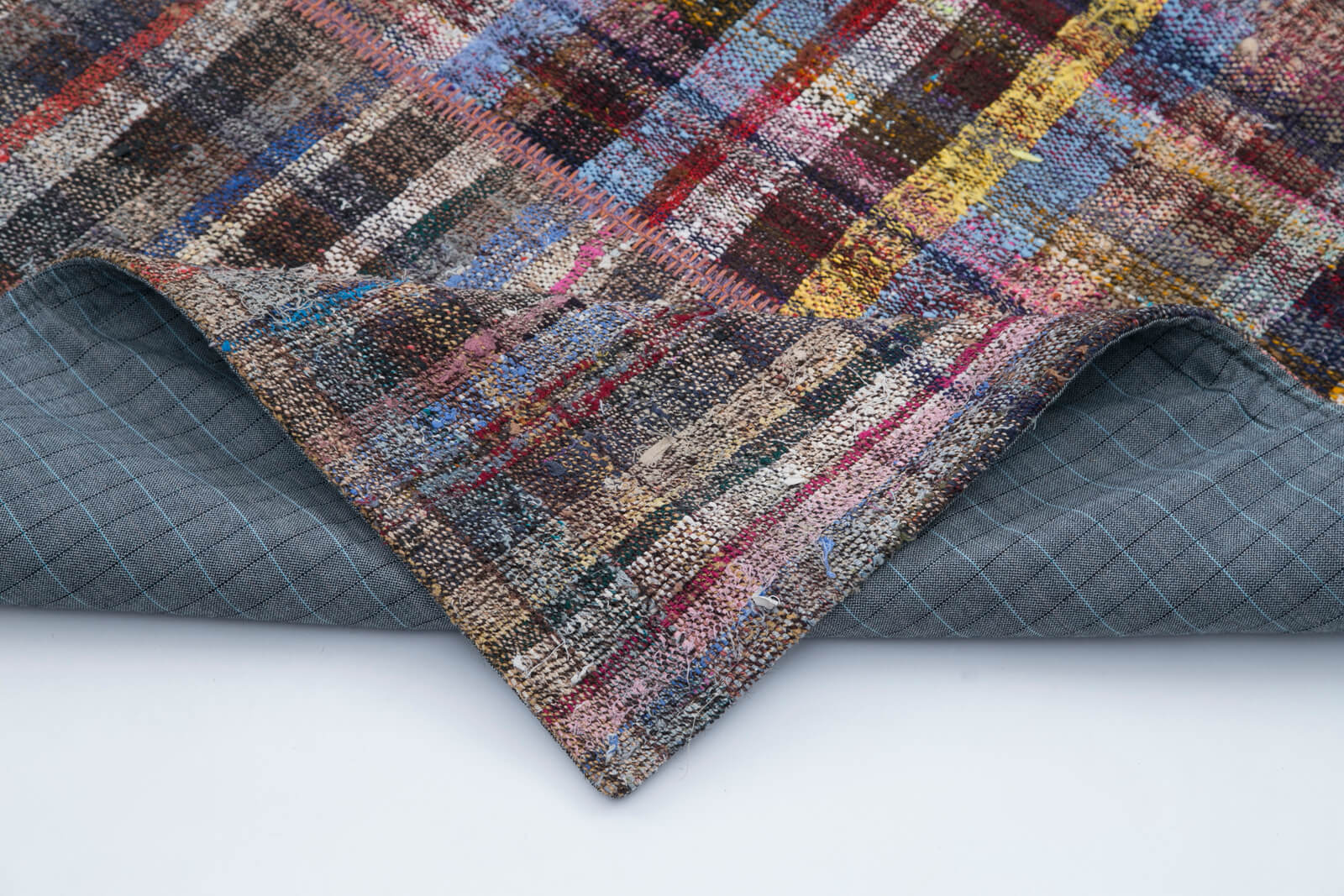 Handmade Wool Area Rug - Grey Patchwork Cotton Wool Rug 6'8'' x 9'11'' | Durable Turkish Carpet