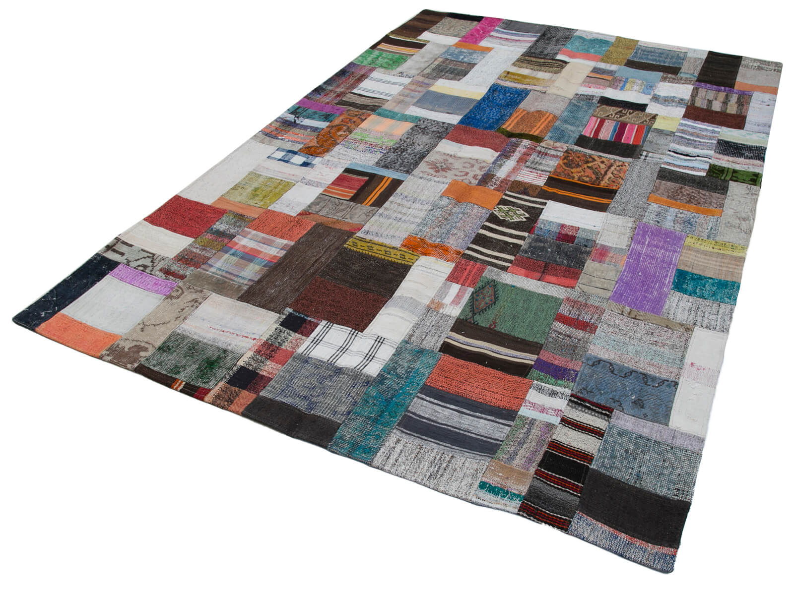 Handmade Patchwork Area Rug - Kirk Yama Grey Cotton Wool Carpet 6x10