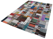 Handmade Patchwork Area Rug - Kirk Yama Grey Cotton Wool Carpet 6x10