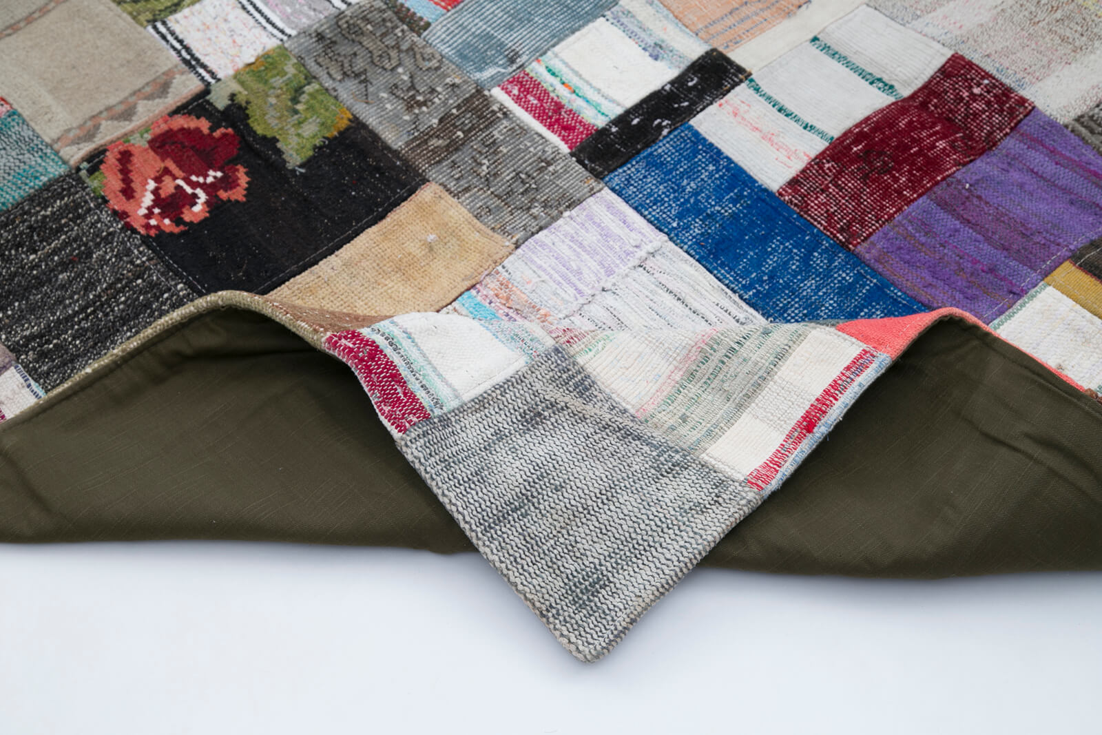 Handmade Patchwork Rug - Grey Patchwork Carpet, Cotton Wool Carpet 6'6''x9'11''