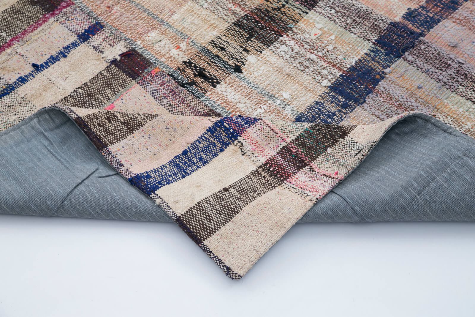 Kirk Yama Grey Patchwork Cotton Wool Handmade Area Rug 6'7'' x 10'2''