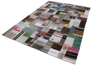 Handmade Patchwork Rug - Grey Patchwork Carpet, Cotton Wool Carpet, Durable Wool Carpet